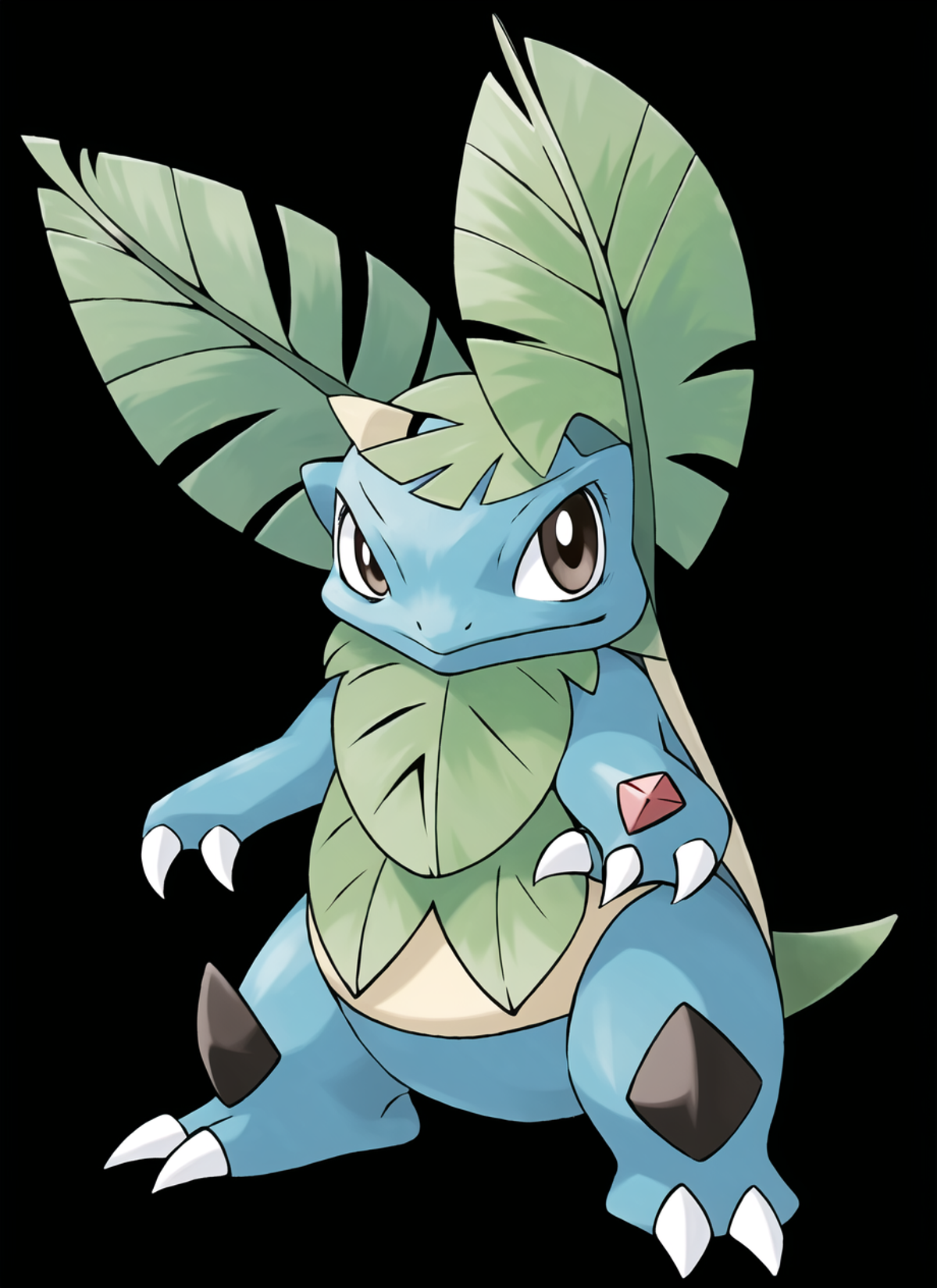 3978523910-3187489595-sugimori ken _(style_), pokemon _(creature_), (venusaur), cobalion, solo, looking at viewer, simple background, brown eyes, clos.png